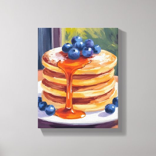 Blueberry-pannenkoeken | olieverfschilderij canvas afdruk (Voorkant)