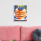 Blueberry-pannenkoeken | olieverfschilderij canvas afdruk (Insitu (Woonkamer))