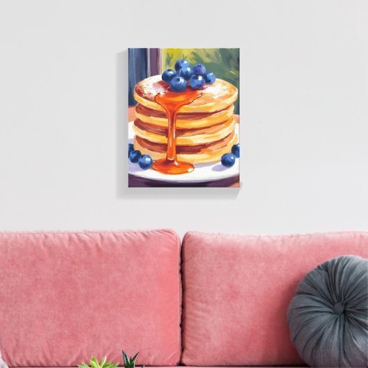 Blueberry-pannenkoeken | olieverfschilderij canvas afdruk (Insitu (Woonkamer))