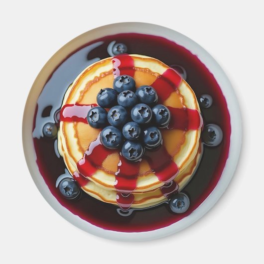 Blueberry pannenkoeken realistisch eten magneet (Voorkant)