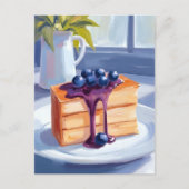 Blueberry Pastry Dessert Cake Waterverf Briefkaart (Voorkant)