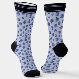 Blueberry patroon gepersonaliseerde naam blauw sokken