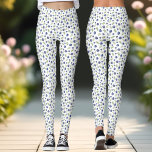 Blueberry Pattern Berries Zomer Leggings<br><div class="desc">Schattigee leggings met een waterverf bosbessenmotief met groene bladeren op de witte achtergrond. - Kate Eden Art</div>