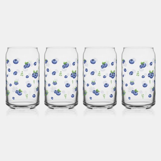 Blueberry Pattern Blikvorm Glas (Links)