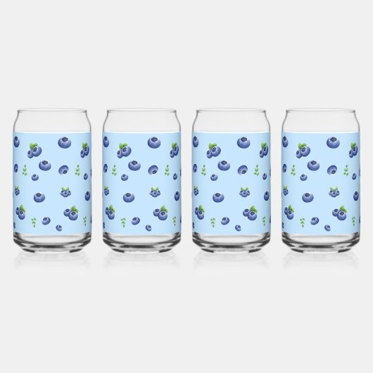 Blueberry Pattern Blikvorm Glas (Rechts)