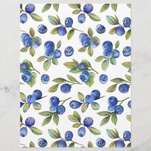 Blueberry Pattern Papieren Blad Briefpapier (Achterkant)