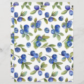  Blueberry Pattern Papieren Blad Briefpapier (Voorkant / Achterkant)