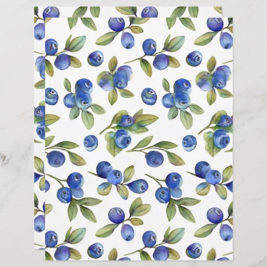 Blueberry Pattern Papieren Blad Briefpapier (Voorkant / Achterkant)