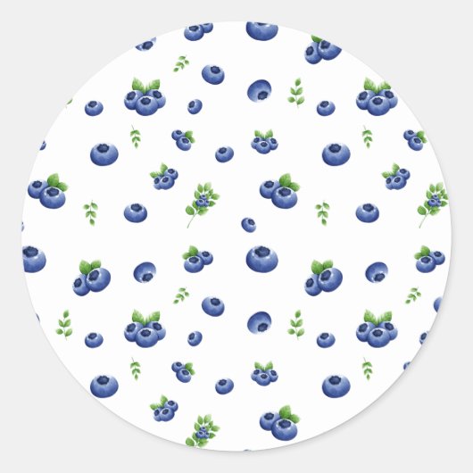 Blueberry Pattern Ronde Sticker (Voorkant)