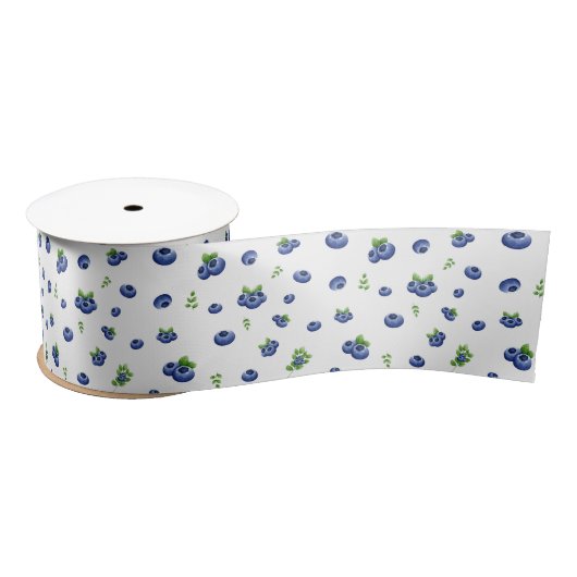 Blueberry Pattern Satijnen Lint (Spoel)