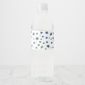 Blueberry Pattern Waterfles Etiket (Voorkant)