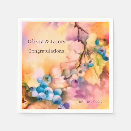 Blueberry Personalizable Napkin — Names, Event Servet (Voorkant)