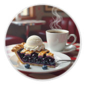 Blueberry Pie, Ice Cream & Coffee Keramische Knop (Voorkant)