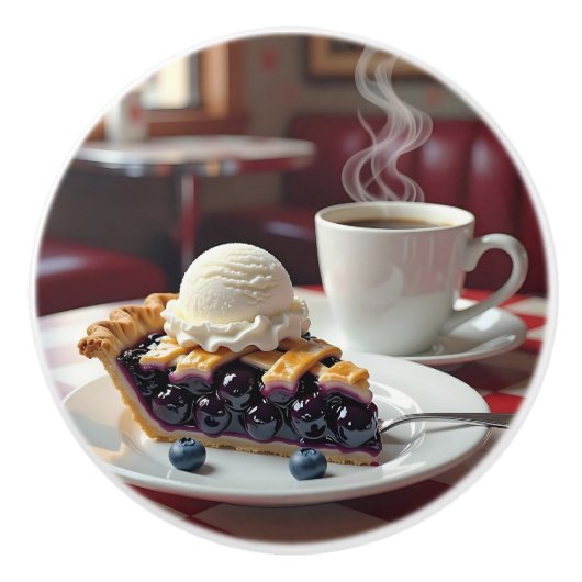 Blueberry Pie, Ice Cream & Coffee Keramische Knop (Voorkant)