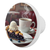 Blueberry Pie, Ice Cream & Coffee Keramische Knop (Rechts)