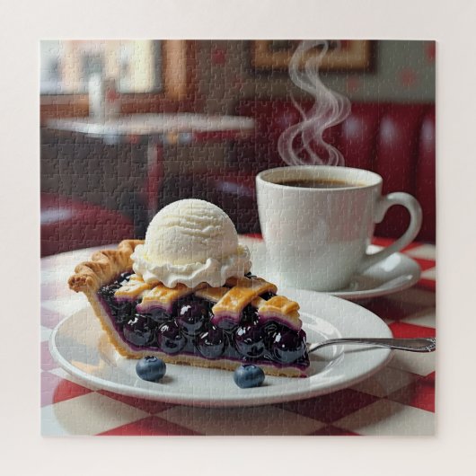 Blueberry Pie, ijs en koffie Legpuzzel (Verticaal)