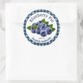 Blueberry Pie Plaid 3" Cirkel Voedseletiket Ronde Sticker (Tas)