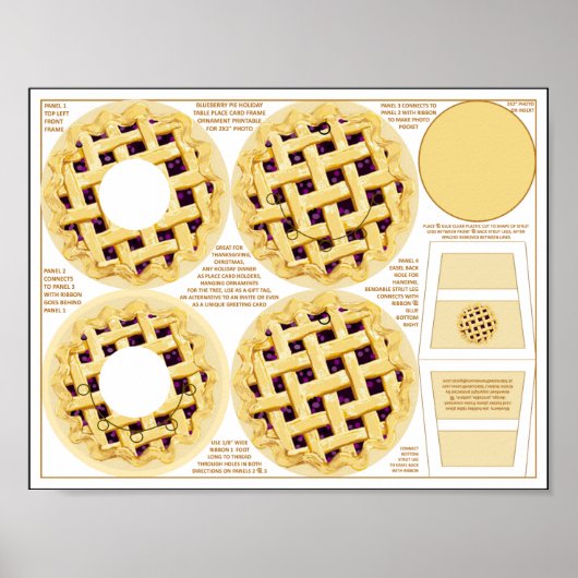 Blueberry Pie Thanksgiving Place Card Lijst Label Poster (Voorkant)