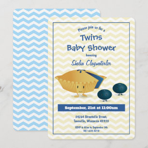 Blueberry Pie Twins Baby shower Invitation Kaart
