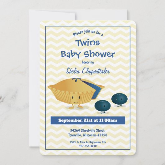 Blueberry Pie Twins Baby shower uitnodiging (Voorkant)