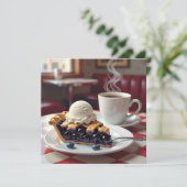 Blueberry Pie, Vanilla Ice Cream en Koffie Blank Kaart (Staand voorkant)