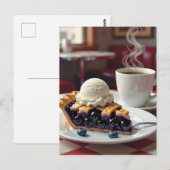 Blueberry Pie, vanille ijs en koffie Briefkaart (Voorkant / Achterkant)