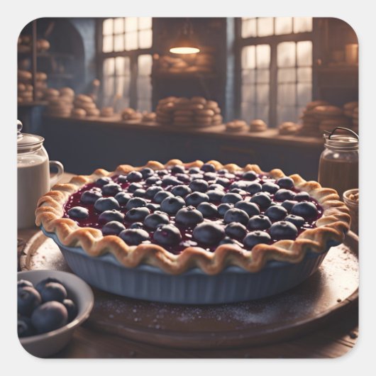 Blueberry Pie Vierkante Sticker (Voorkant)