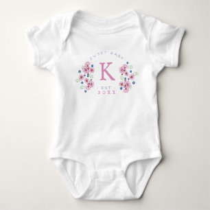 Blueberry Pink Blossom Monogram Romper