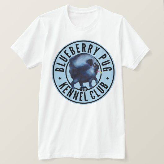 Blueberry Pug Kennel Club T-shirt (Design voorkant)