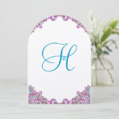 Blueberry Raspberry Ice Paisley Wedding Invitation Kaart (Staand voorkant)