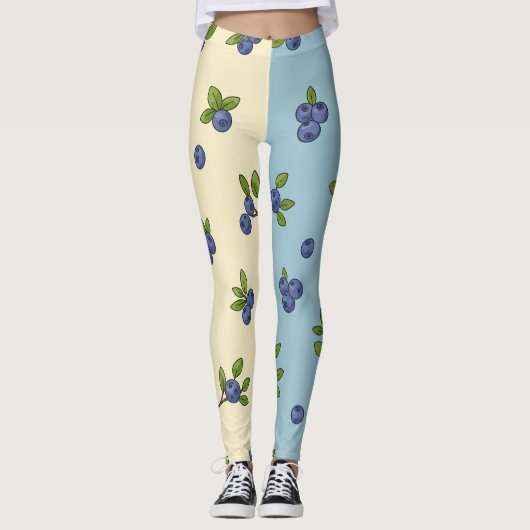 Blueberry Repeat Pattern – Pastel Vibe Leggings (Voorkant)
