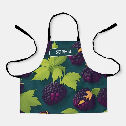 Blueberry Retro Kleurrijk Gepersonaliseerd Patroon Schort (Voorkant)