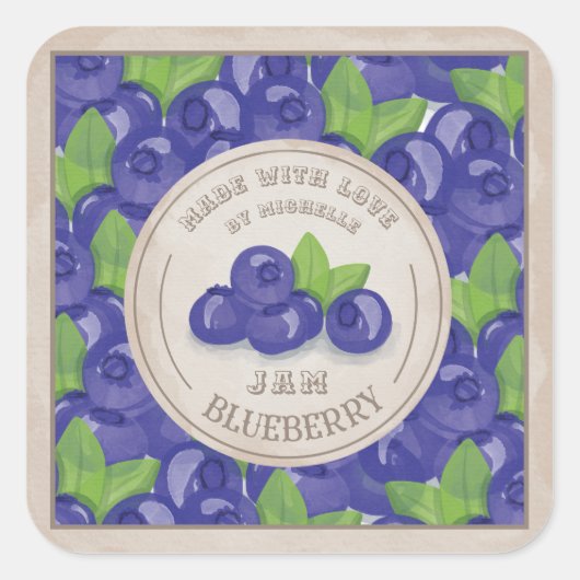Blueberry Rustic Watercolor Jam Label Canning (Voorkant)