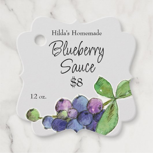 Blueberry Sauce Zelfgemaakte Fruit Inblikken Jar L Bedankjes Labels (Voorkant)