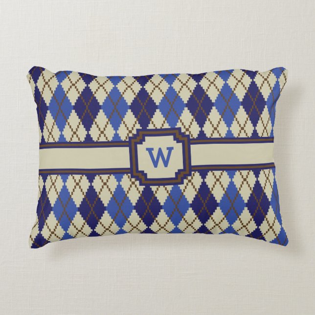 Blueberry Scone Argyle Accent Pillow Decoratief Kussen (Voorkant)