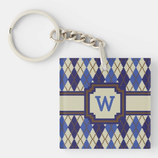 Blueberry Scone Argyle AcrylSleutelhanger Sleutelhanger (Voorkant)