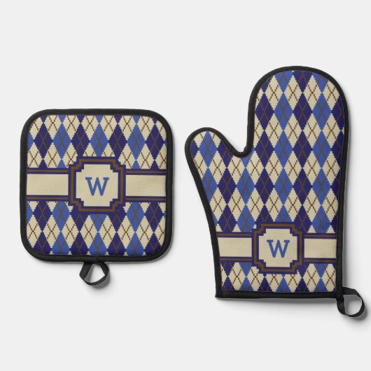 Blueberry Scone Argyle Ovenwant & Pannenlap Set (Voorkant)