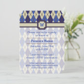Blueberry Scone Argyle Party Invitation Kaart (Staand voorkant)