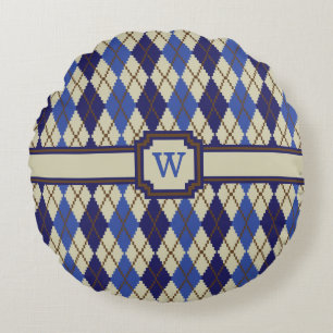 Blueberry Scone Argyle Round Pillow Rond Kussen