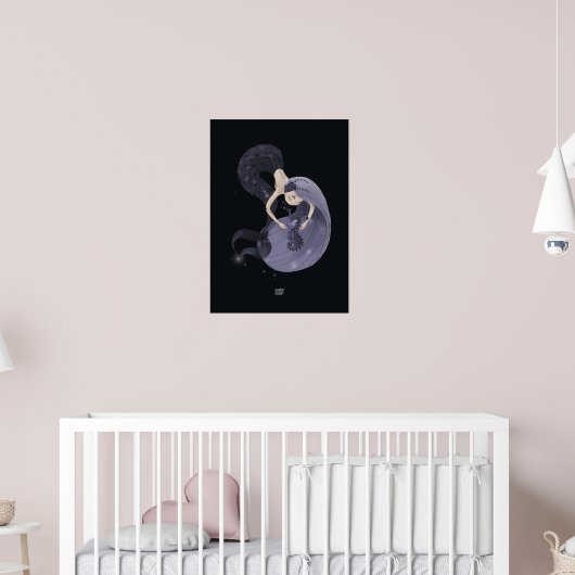 BLUEBERRY SEAHORSE van Alexandra Dikaia Poster (Kinderkamer 2)