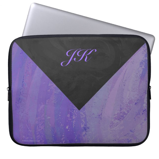 Blueberry Smear en Black Monogram Laptop Sleeve (Voorkant)
