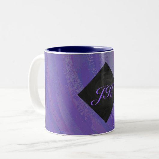 Blueberry Smear en Black Monogram Tweekleurige Koffiemok (Voorkant links)