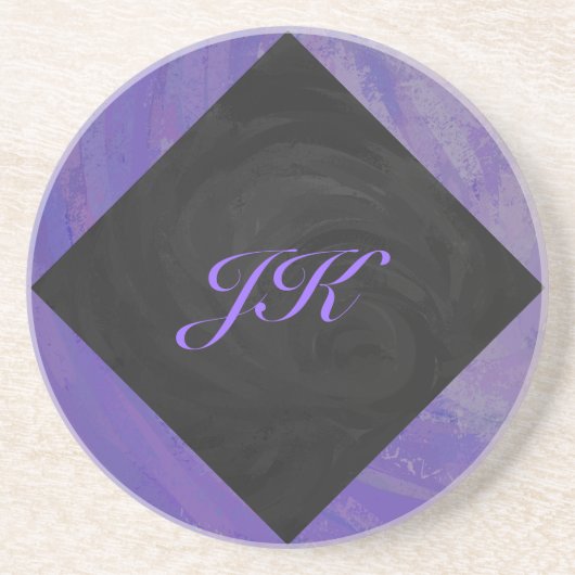 Blueberry Smear en Black Monogram Zandsteen Onderzetter (Voorkant)