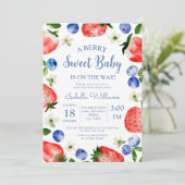 Blueberry Strawberry Berry Sweet Baby shower Kaart (Staand voorkant)