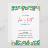 Blueberry Strawberry Green Plaid 1e verjaardag Kaart (Voorkant)