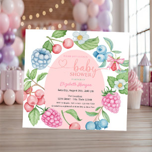 Blueberry Strawberry Raspberry Baby shower Kaart
