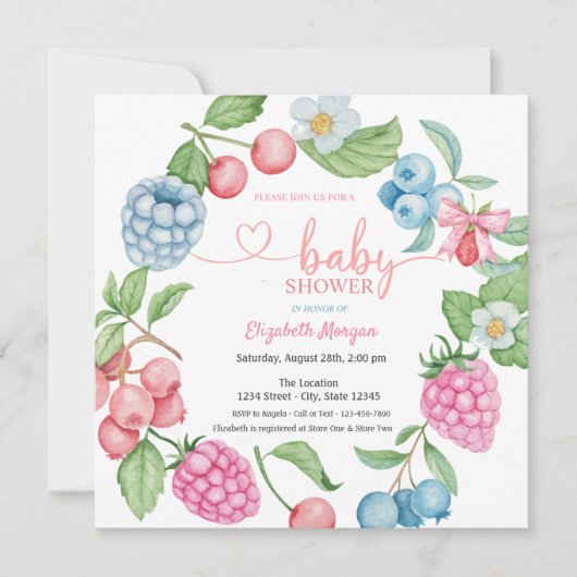 Blueberry Strawberry Raspberry Berry Sweet Kaart (Voorkant)