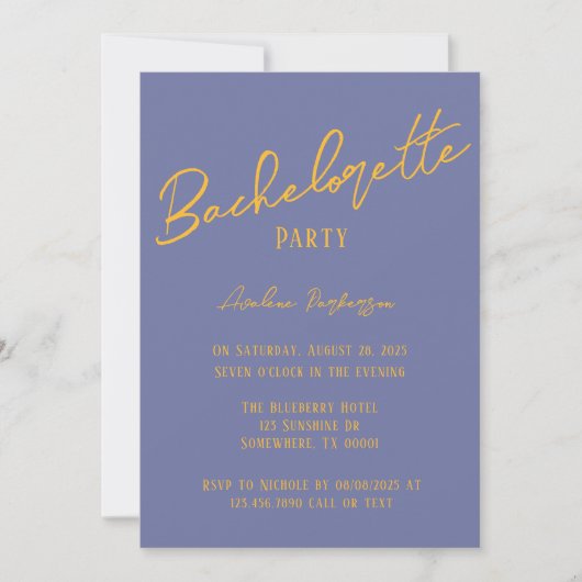 Blueberry Sunshine Typography Bachelorette Party Kaart (Voorkant)