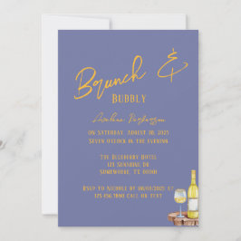 Blueberry Sunshine Typography Brunch & Bubbly Kaart