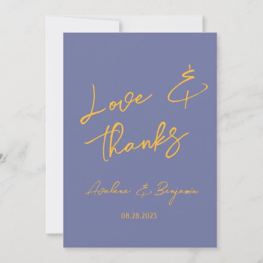 Blueberry Sunshine Typography Wedding Bedankt (Voorkant)